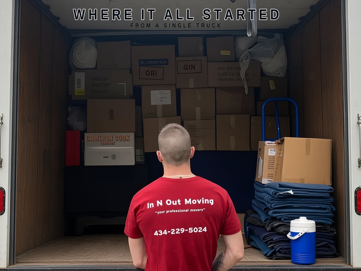 Where it all started — Cameron loading the first truck